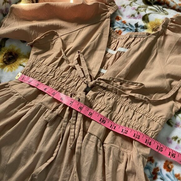 Vintage Maxi Dress Womens Handmade Flutter Sleeve Prairie Milkmaid Tiered - Picture 4 of 7